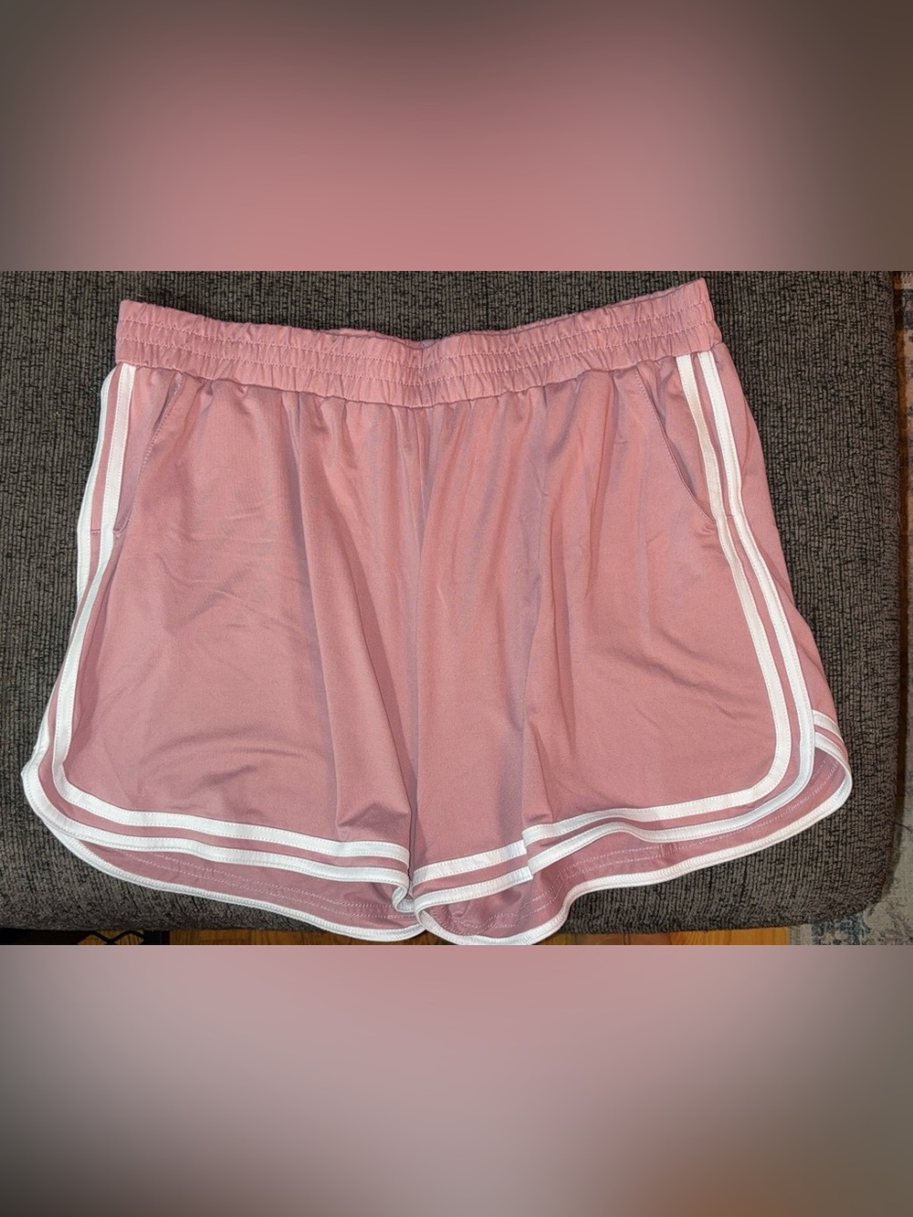 Unbranded Pink Women's Athletic Shorts with White Trim